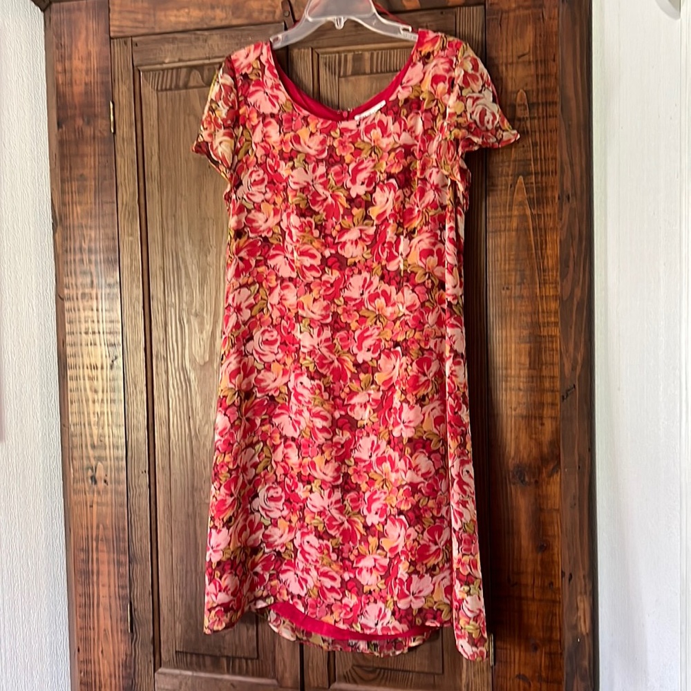 COLDWATER CREEK LINED SUNDRESS SIZE 12P 100% SILK, LINING 100% ACETATE VGUC